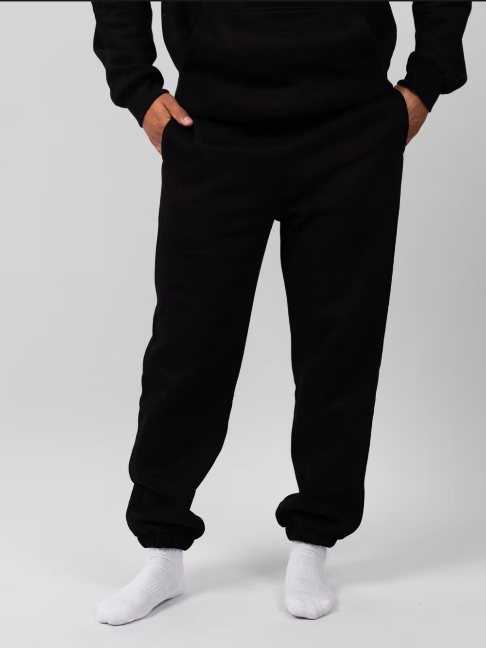 Men's Black Fleece Joggers with Elastic Cuffs